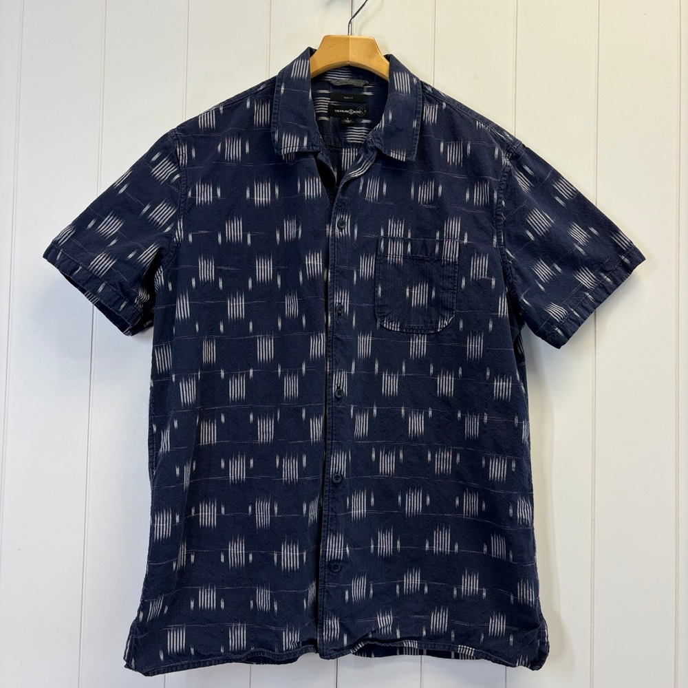 Treasure & Bond Preppy Geometric Button Down Shirt Men Size L Casual Summer
